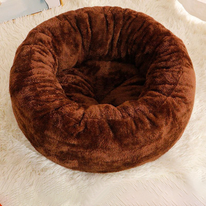 Plush Donut Pet Bed for Cats & Dogs