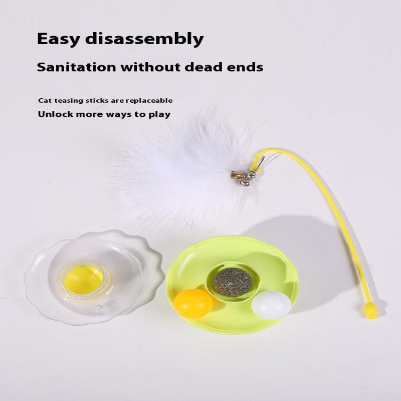 3-in-1 Tumbler Cat Toy with Catnip & Feather