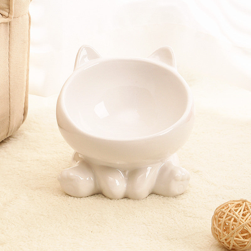 Cat-Shaped Raised Ceramic Bowl