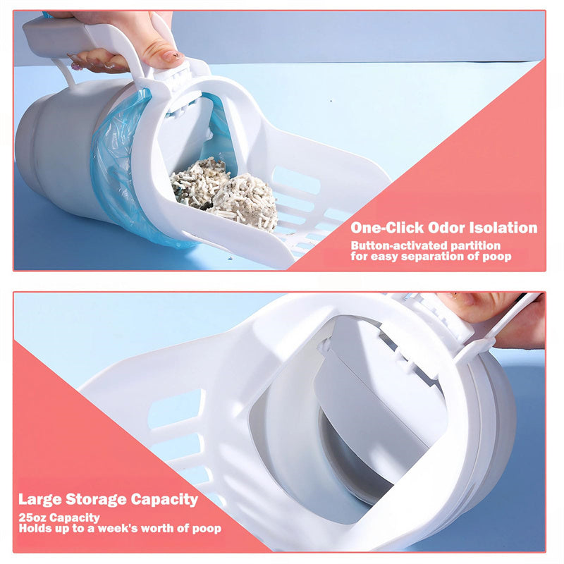 All-in-One Cat Litter Scoop with Built-In Waste Bin