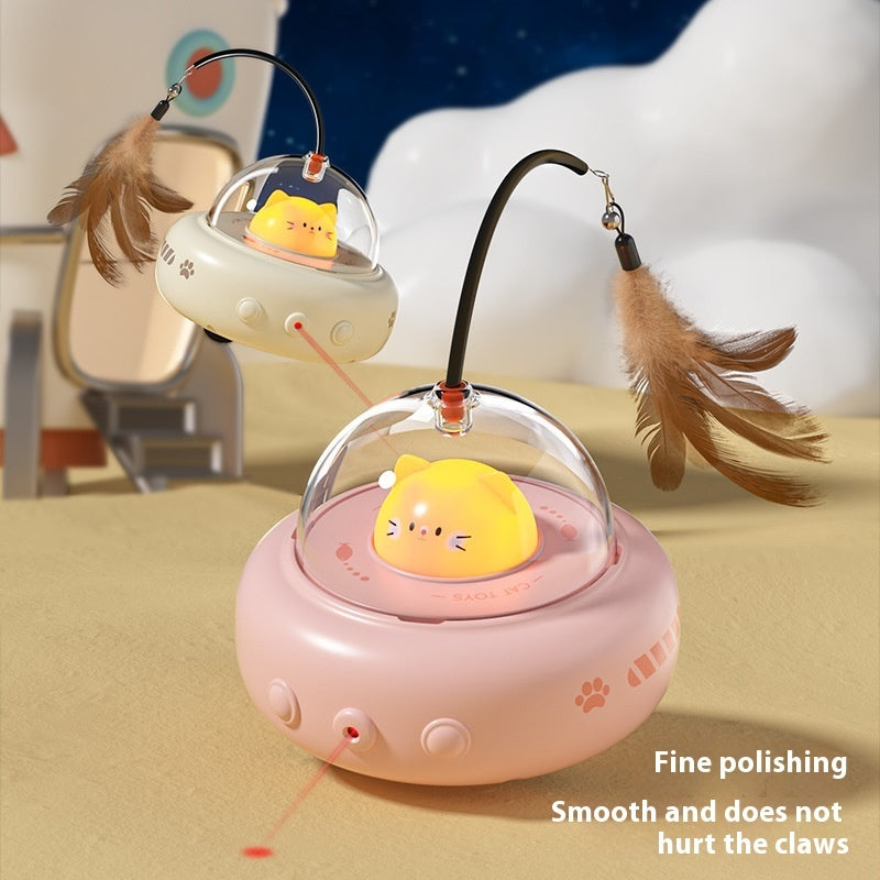 Smart UFO Cat Toy with Feather Teaser