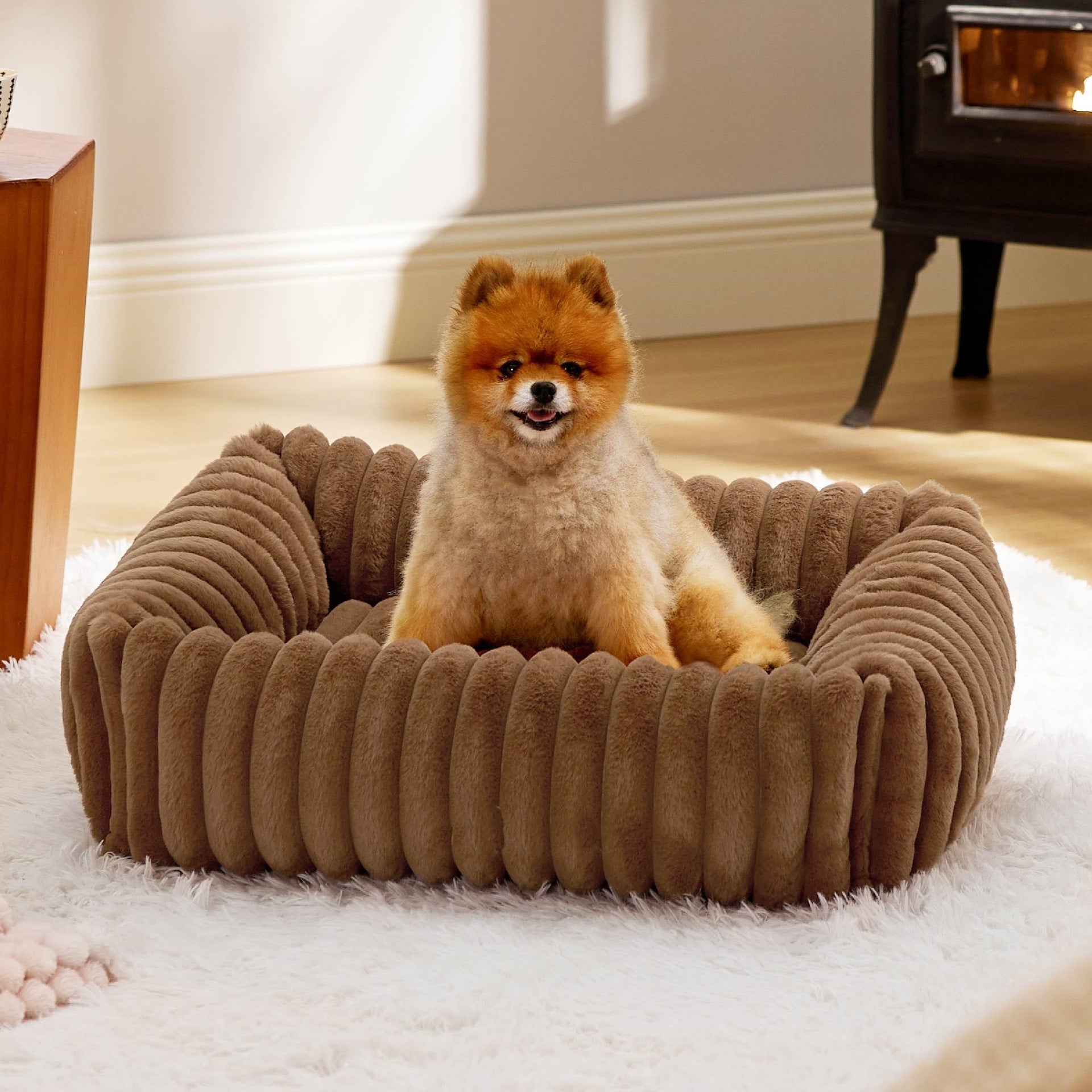 Warm Plush Pet Bed with Bolstered Sides