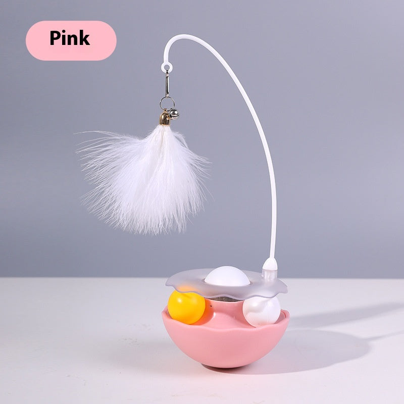3-in-1 Tumbler Cat Toy with Catnip & Feather