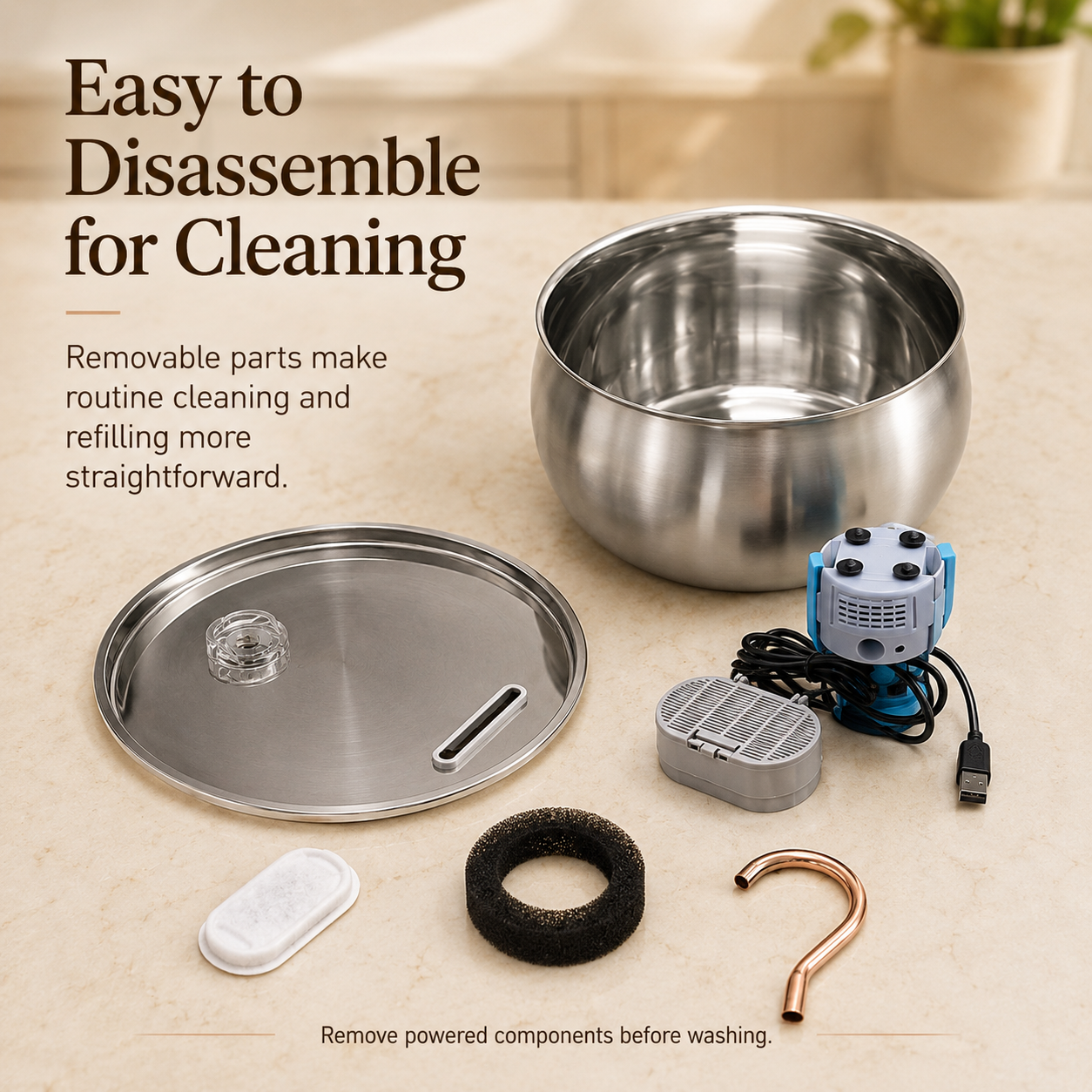 2.5L Stainless Steel Gooseneck Pet Water Fountain