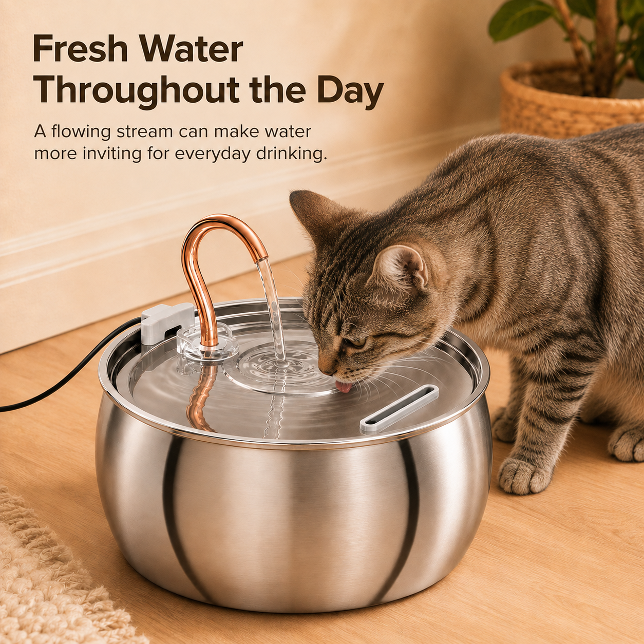 2.5L Stainless Steel Gooseneck Pet Water Fountain