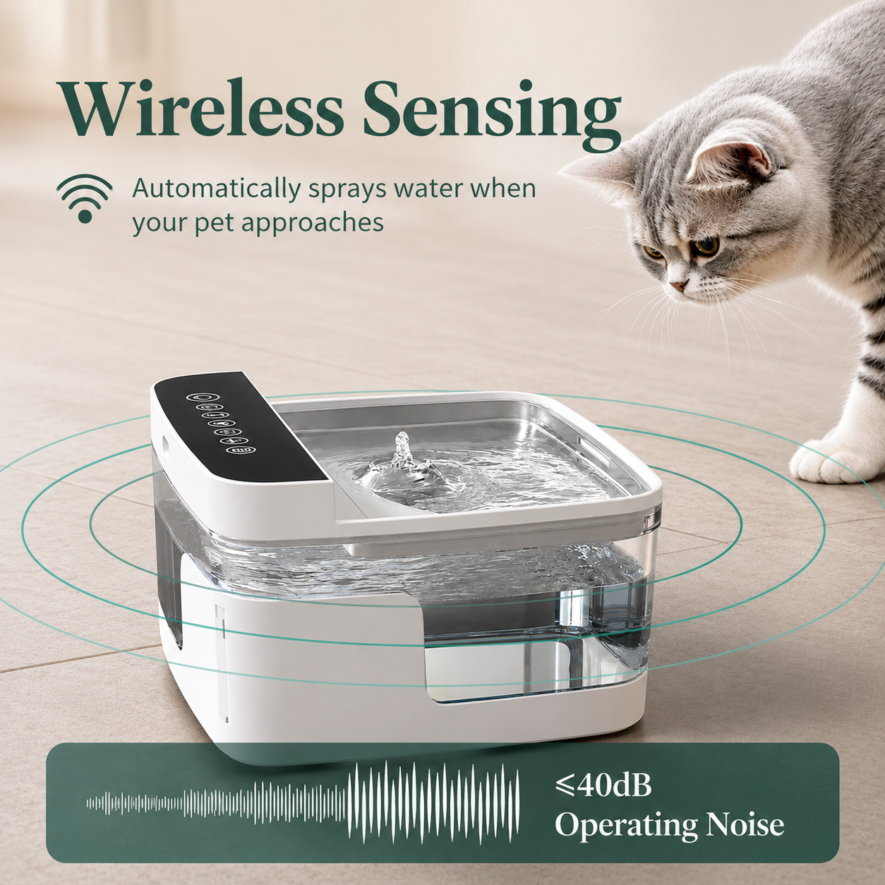 3.5L Motion-Sensing UV Pet Water Fountain
