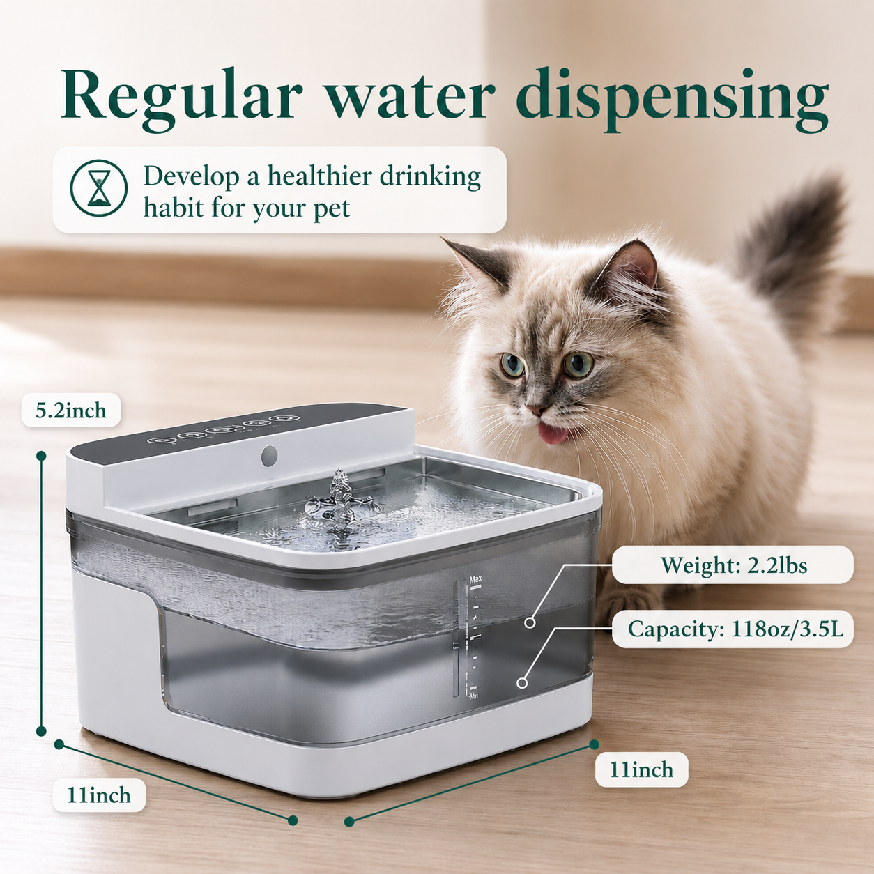 3.5L Motion-Sensing UV Pet Water Fountain