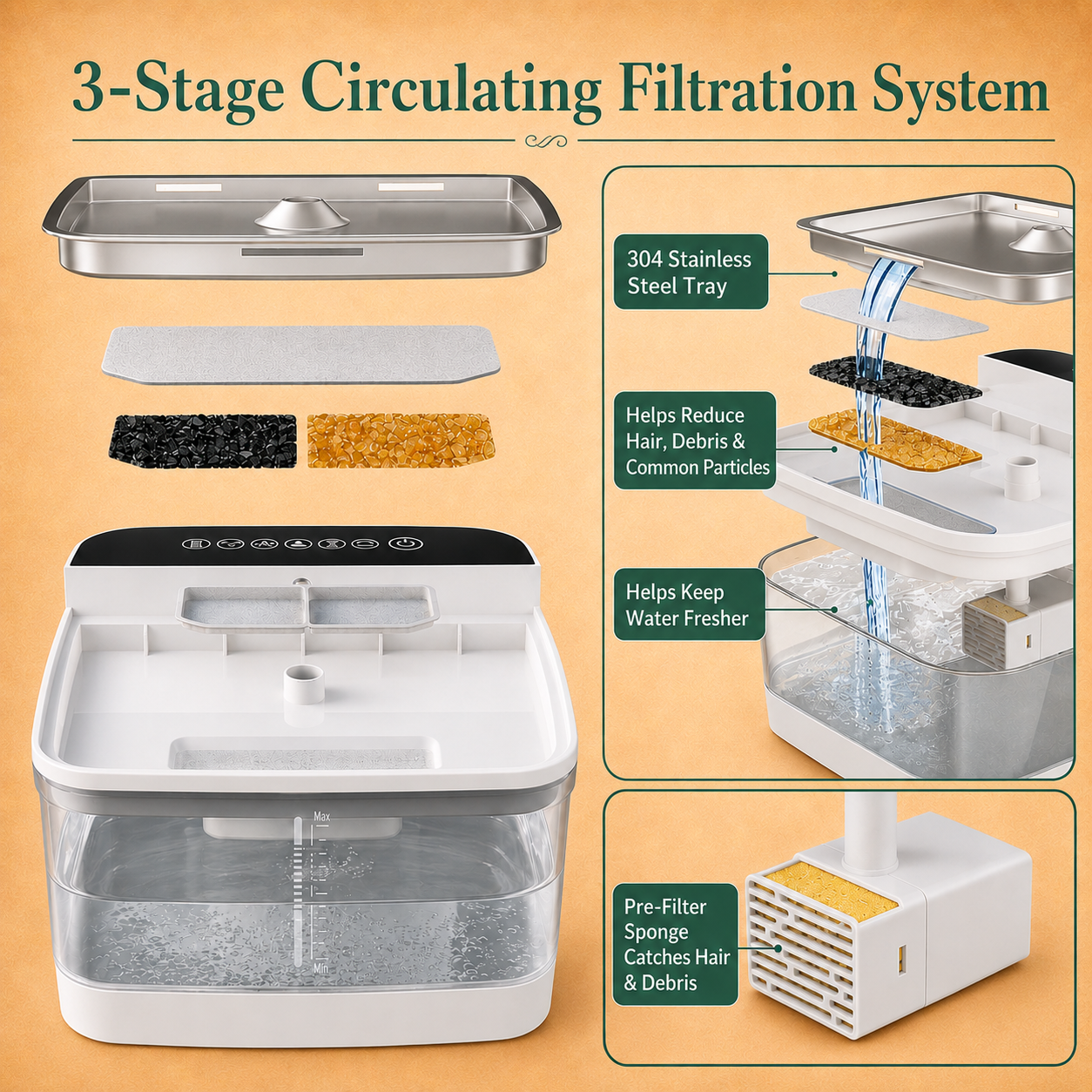 3.5L Motion-Sensing UV Pet Water Fountain