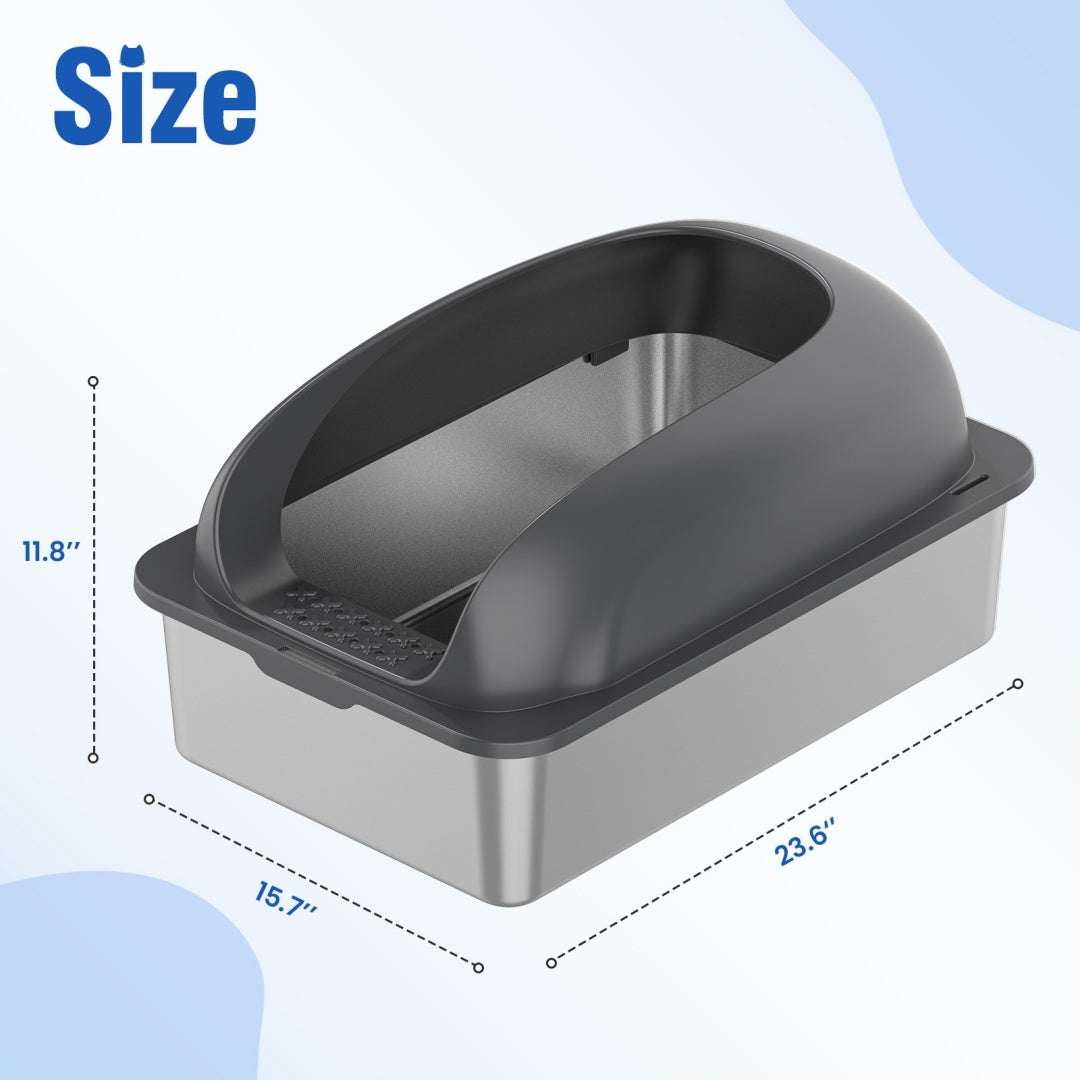 Extra-Large Stainless Steel Litter Box with Lid