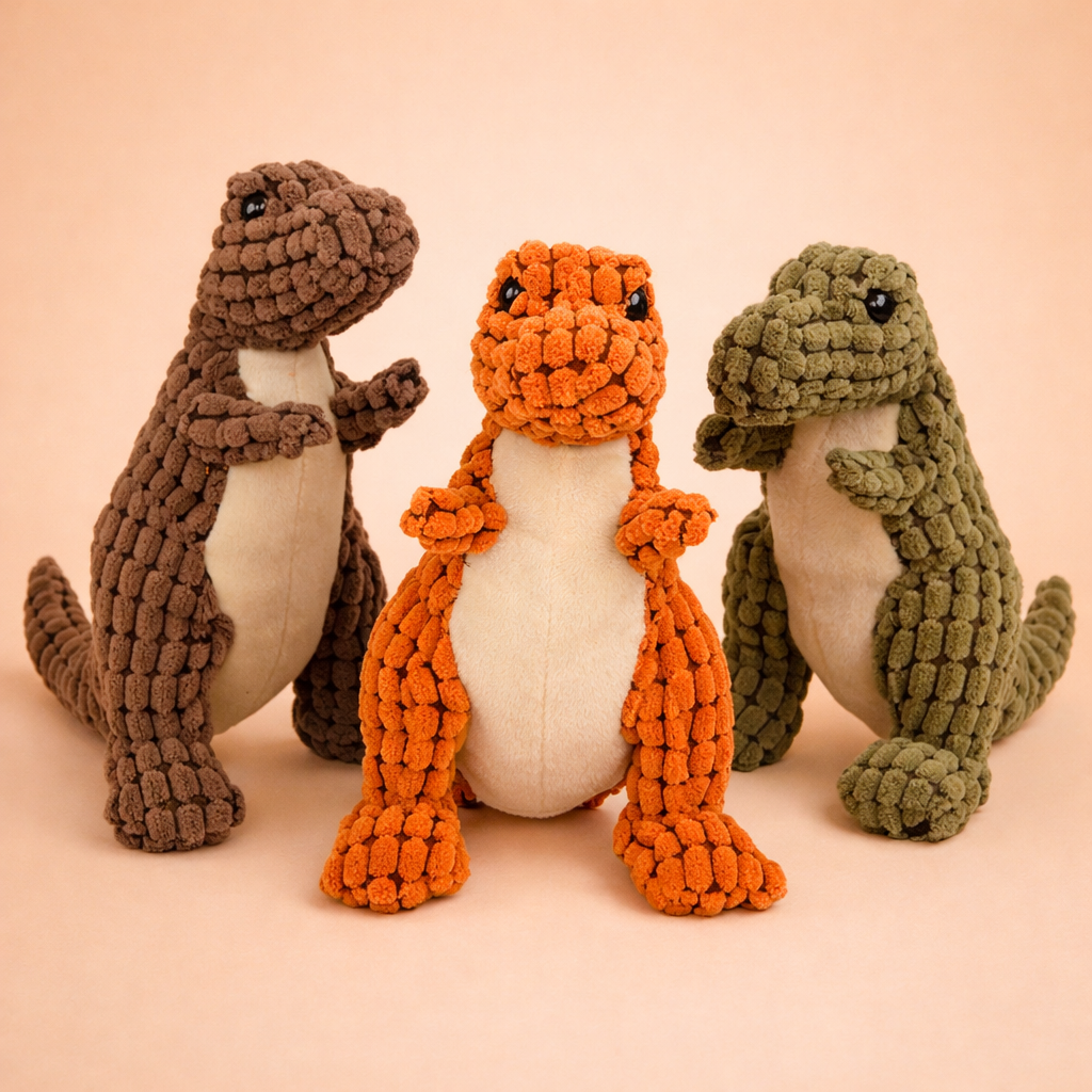 Squeaky Plush Dinosaur Dog Toy