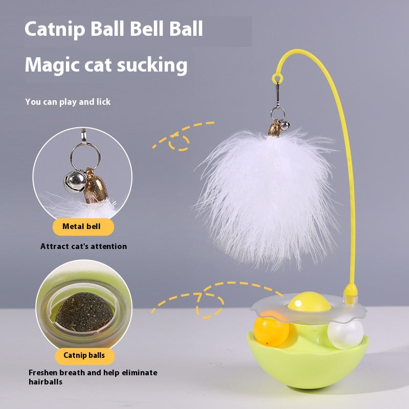 3-in-1 Tumbler Cat Toy with Catnip & Feather