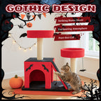 27.5" Halloween Cat Tree with Condo, Perches & Scratching Ladder