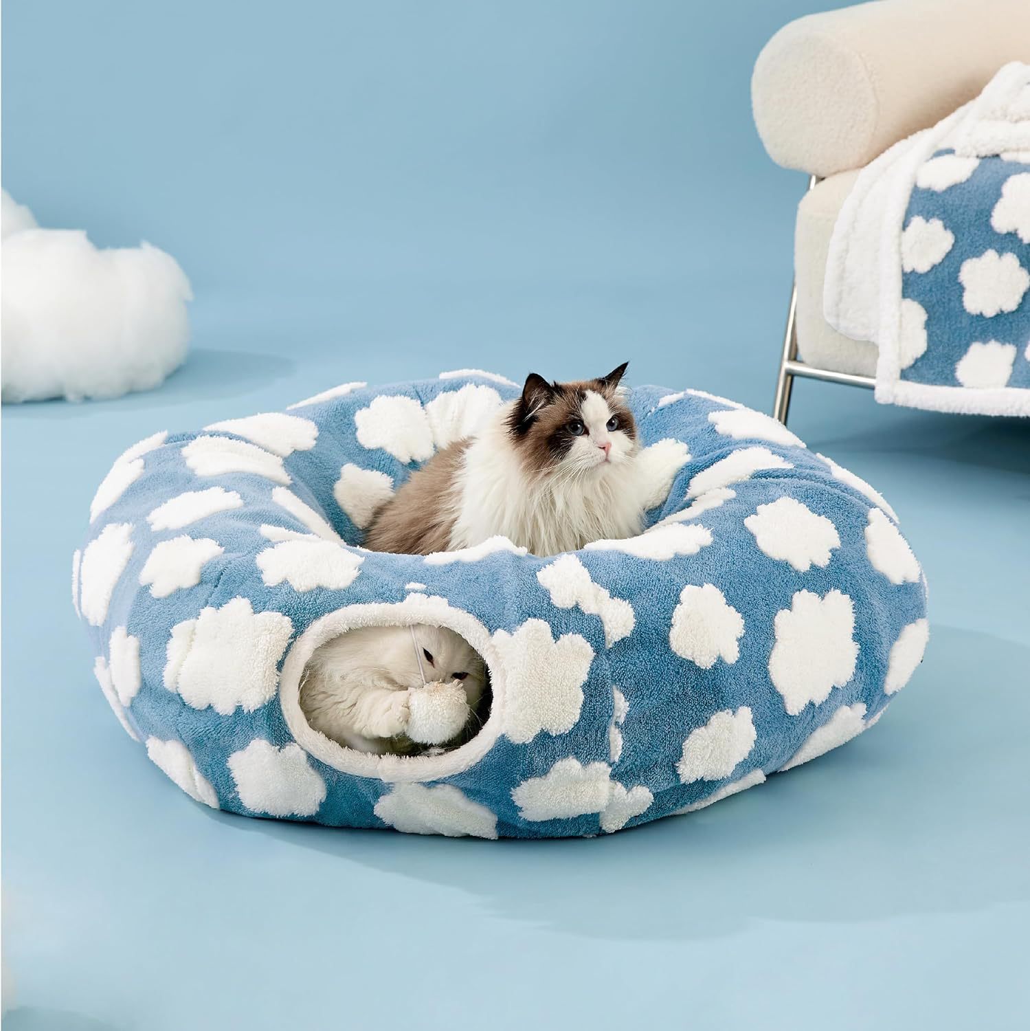Cloud Plush Cat Tunnel Bed