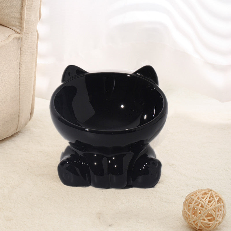 Cat-Shaped Raised Ceramic Bowl