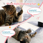 4-in-1 Cat Tree Tower with Grooming Brush & Scratch Pad