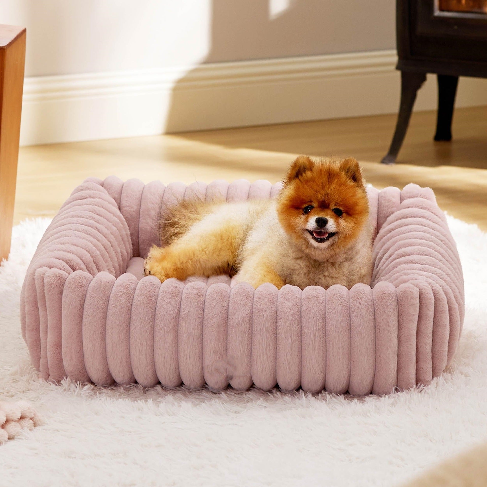 Warm Plush Pet Bed with Bolstered Sides