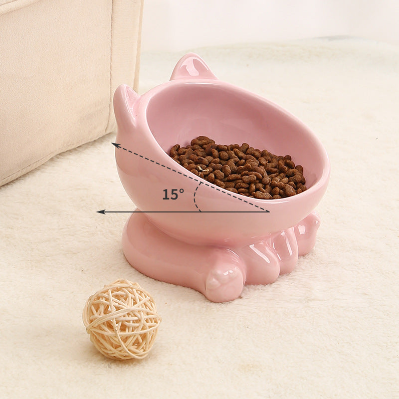 Cat-Shaped Raised Ceramic Bowl