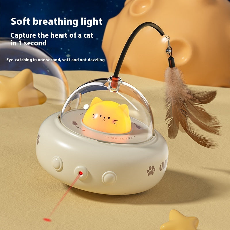 Smart UFO Cat Toy with Feather Teaser