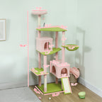 74-Inch Pink Flower Cat Tree with Hammock