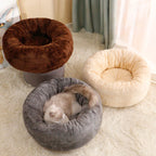 Plush Donut Pet Bed for Cats & Dogs