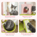74-Inch Pink Flower Cat Tree with Hammock