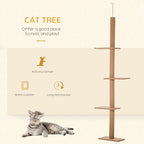 Floor-to-Ceiling Cat Tree with Scratching Post & 4 Platforms