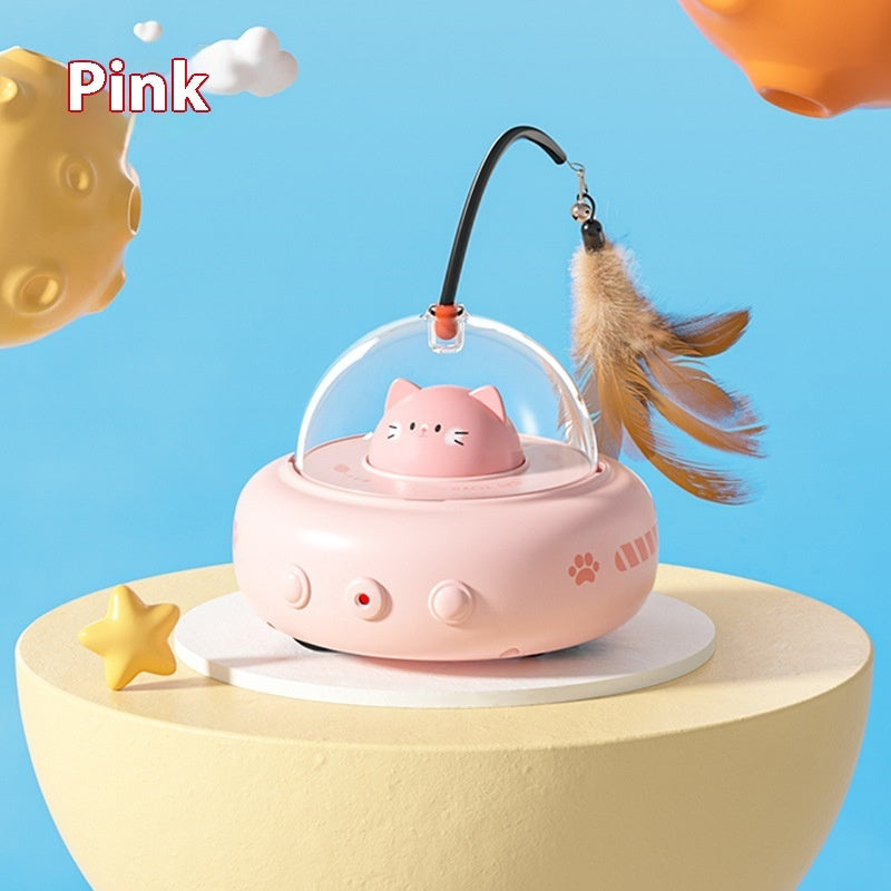 Smart UFO Cat Toy with Feather Teaser