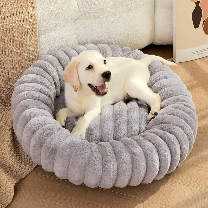 Long Plush Round Pet Bed