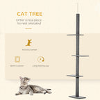 Floor-to-Ceiling Cat Tree with 4 Platforms & Sisal Scratching Posts
