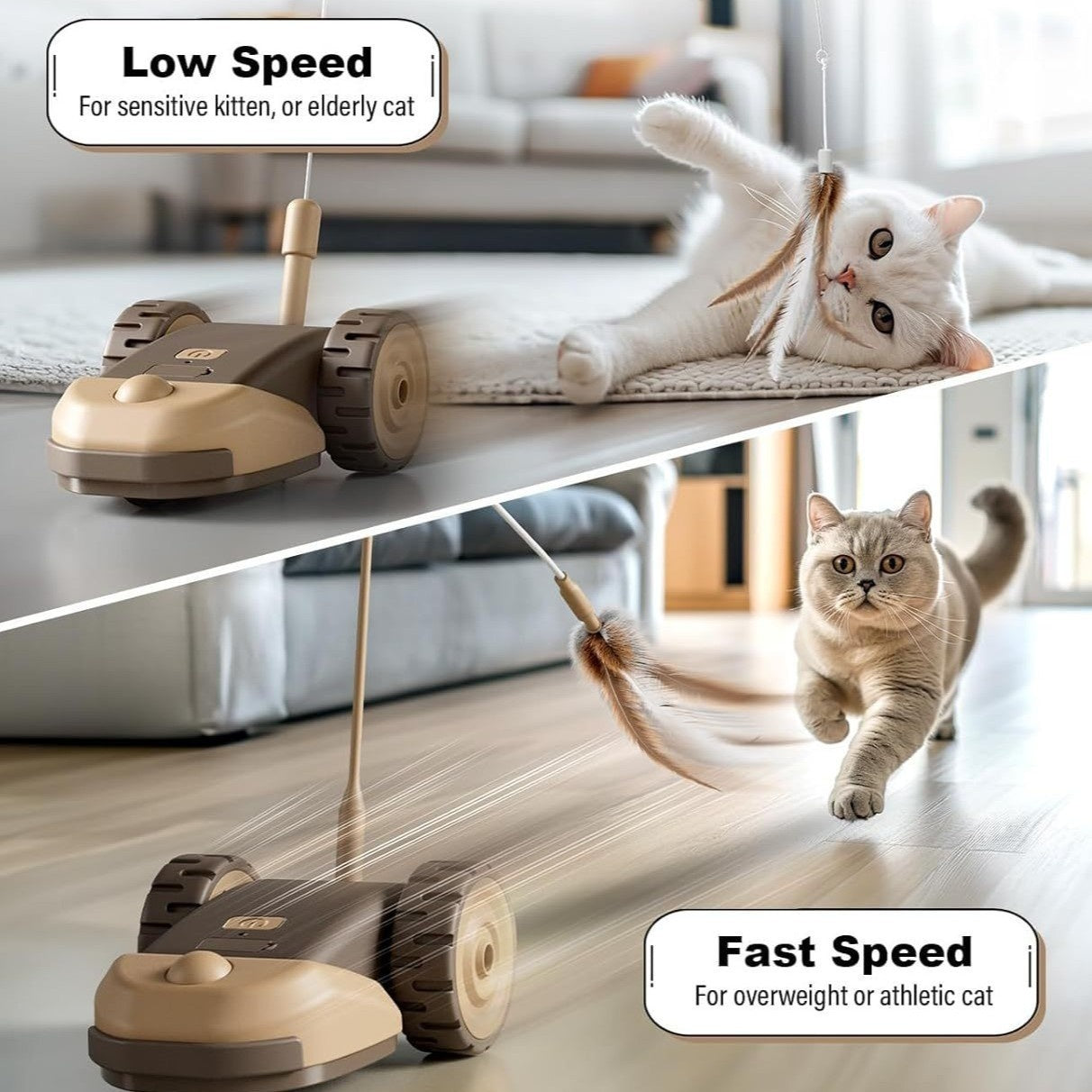 Smart Electric Feather Chase Cat Toy Car