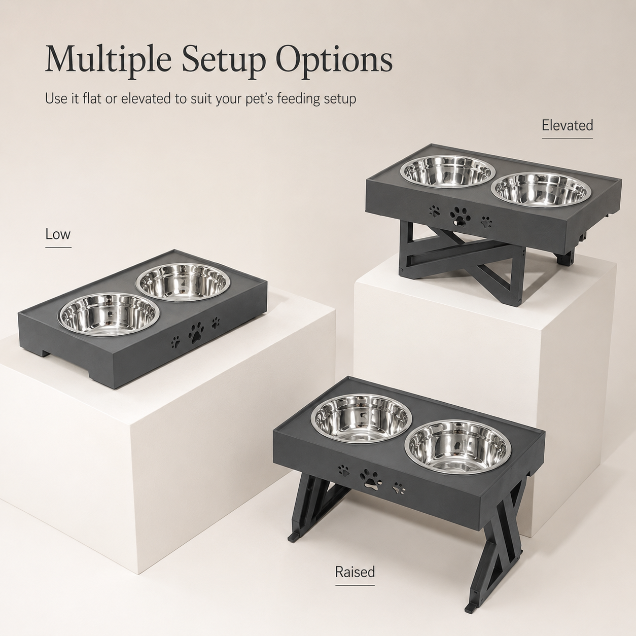 Adjustable Elevated Double Pet Bowls