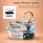 Stainless Steel Pet Water Fountain with Double Filtration