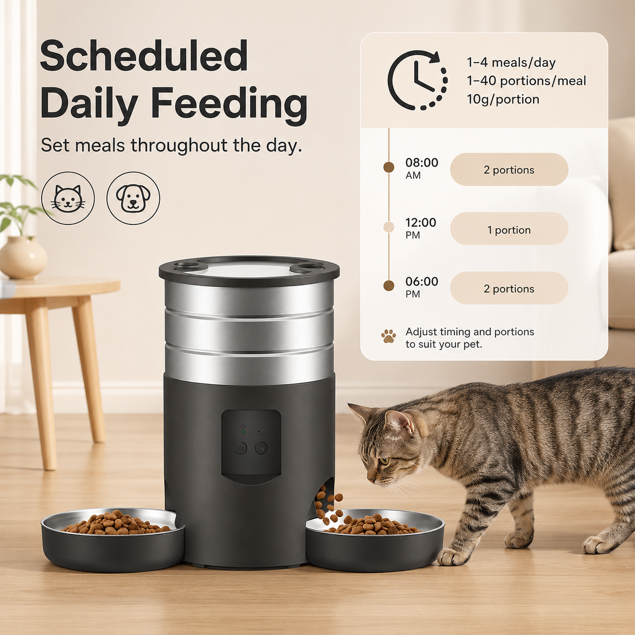 4.5L Dual-Bowl Automatic Pet Feeder