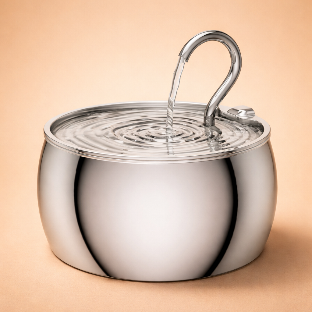 Stainless Steel Pet Water Fountain with Double Filtration