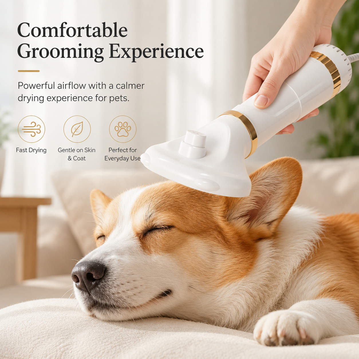 Quick-Dry Pet Grooming Dryer Brush