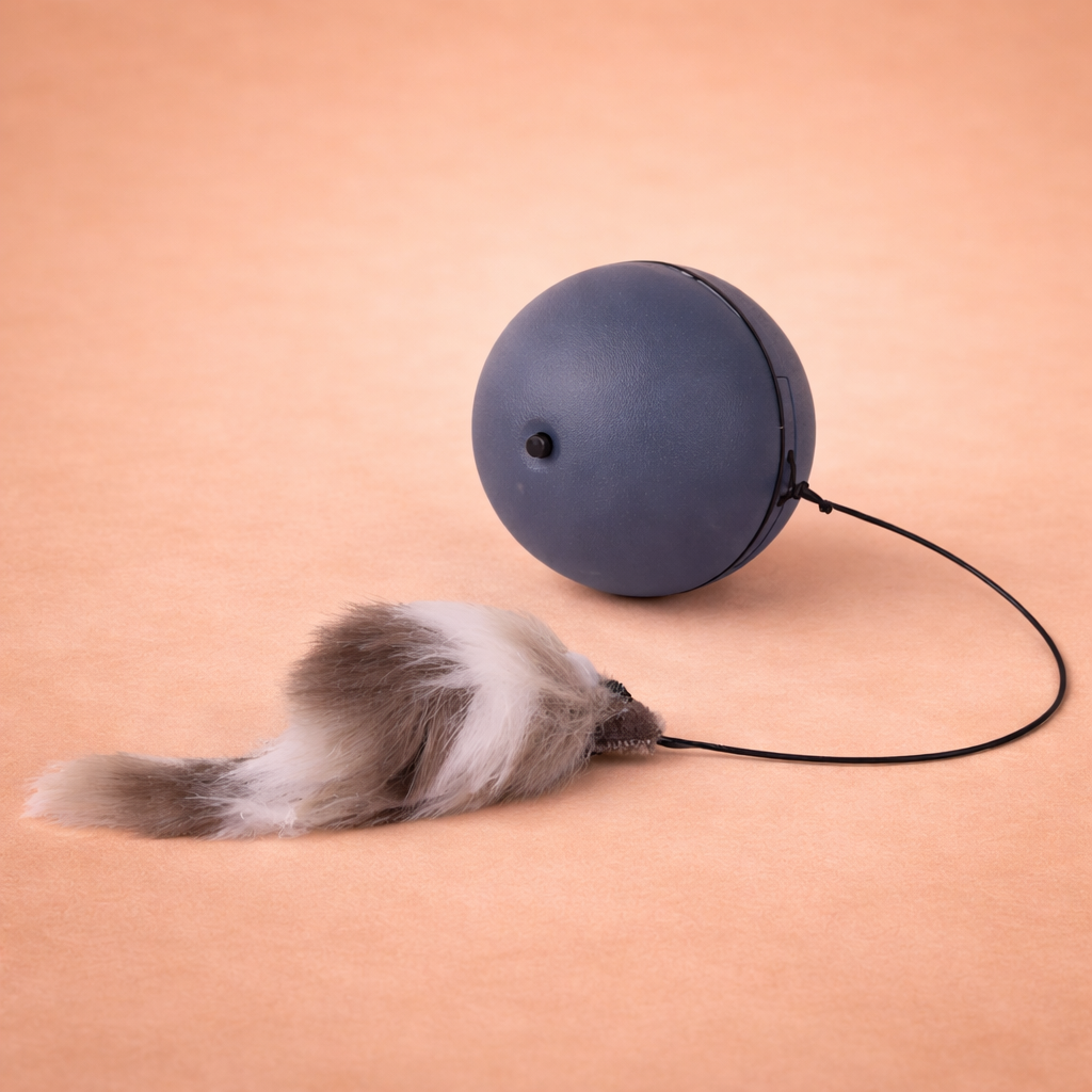 Smart Self-Rolling Cat Ball Toy with Feather Tail