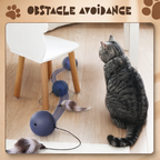 Smart Self-Rolling Cat Ball Toy with Feather Tail