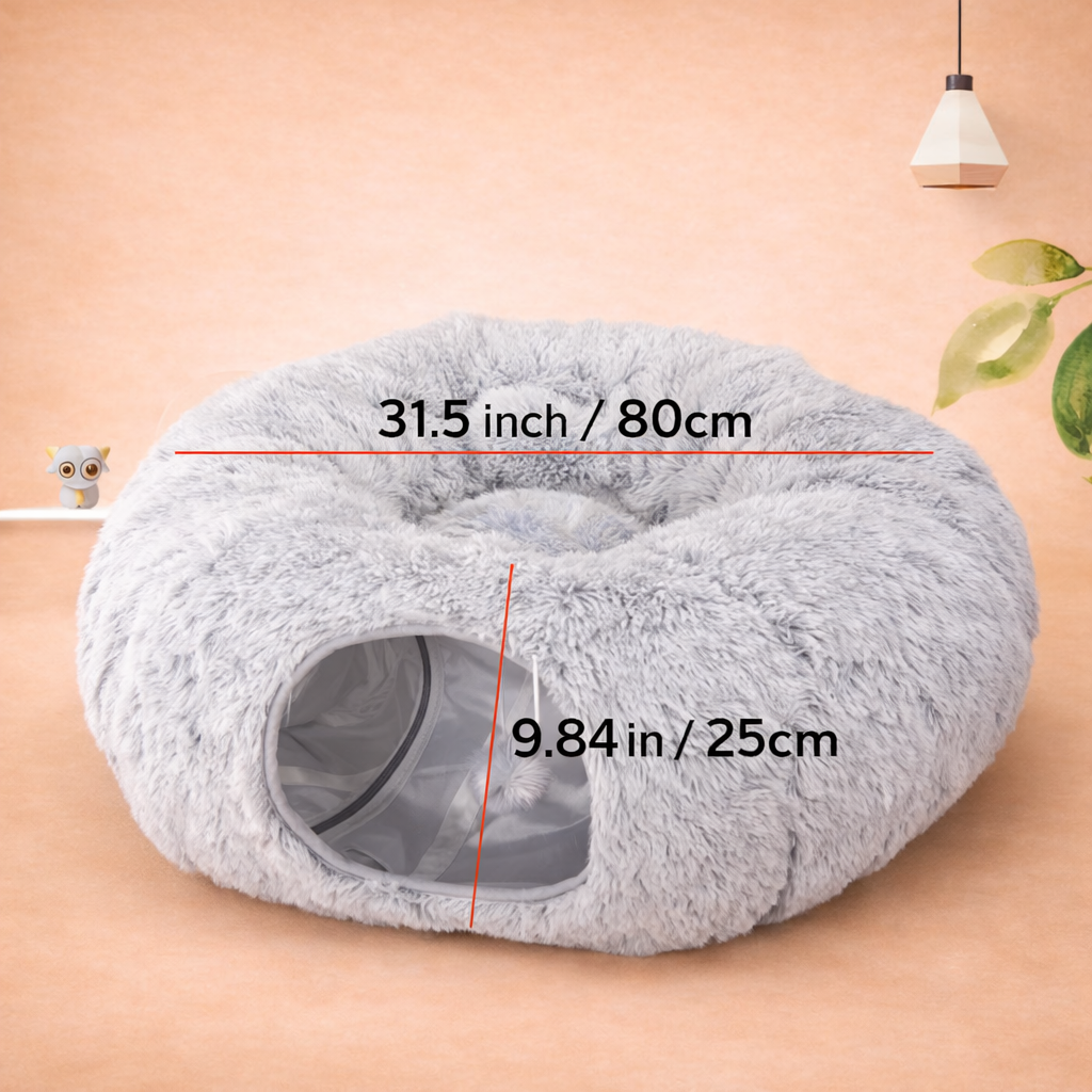 3-in-1 Plush Cat Tunnel Bed