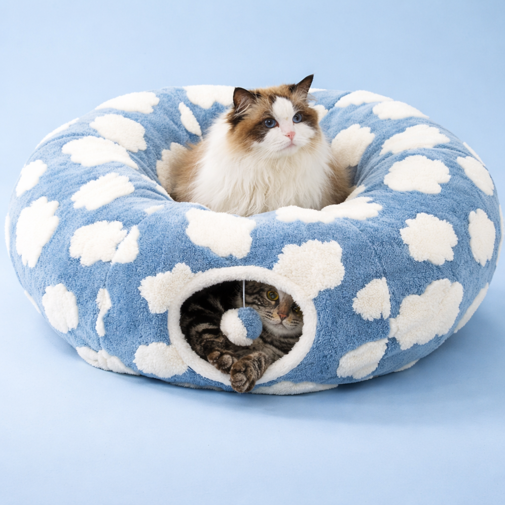 Cloud Plush Cat Tunnel Bed