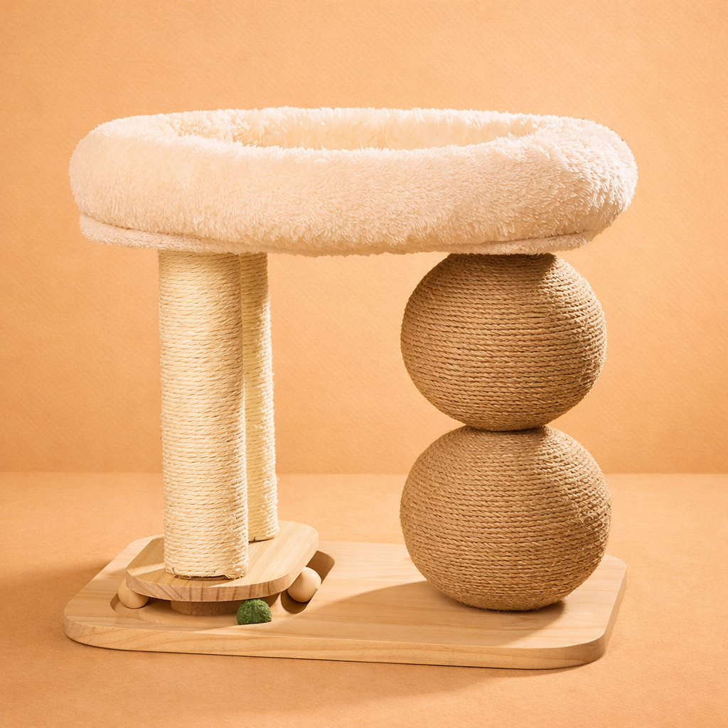Cat Scratcher Tower with Nest Bed & Teaser Turntable