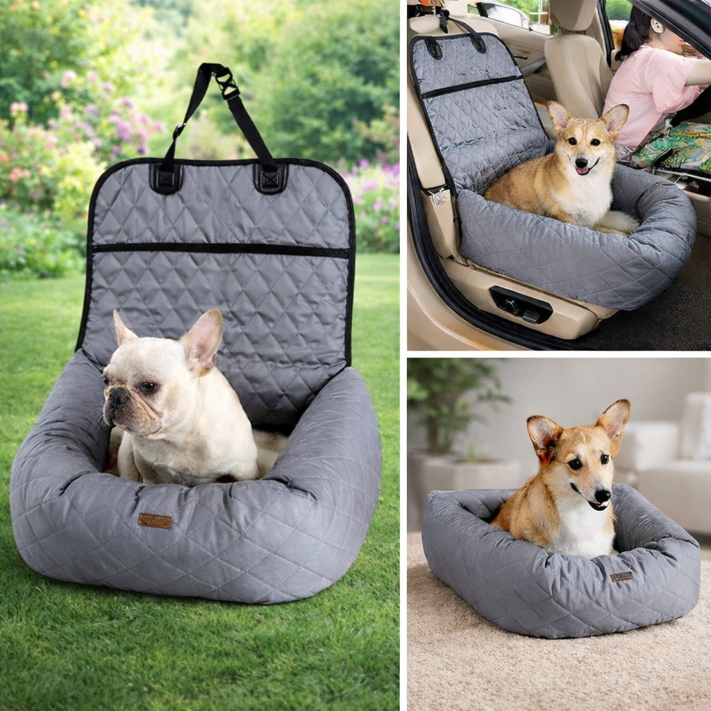 2-in-1 Foldable Dog Car Seat Bed