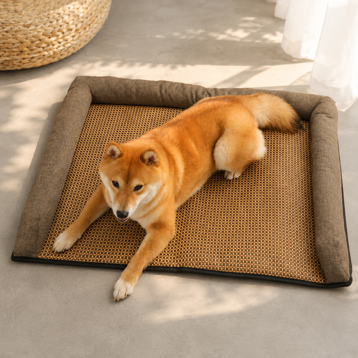 Raised Rattan Cooling Pet Lounger
