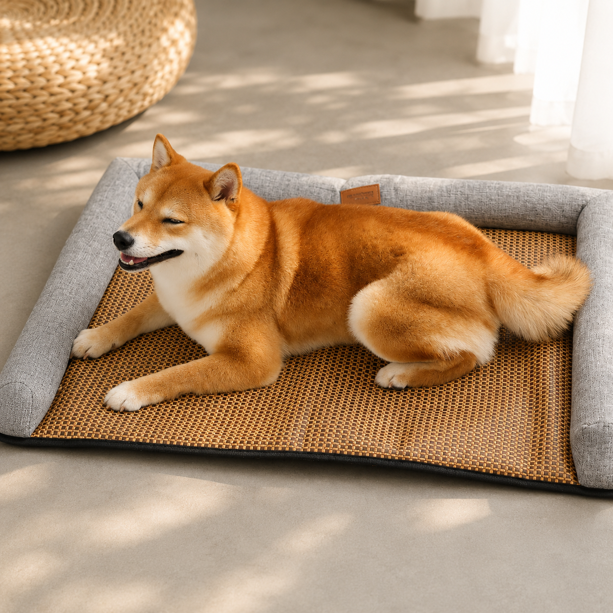 Raised Rattan Cooling Pet Lounger