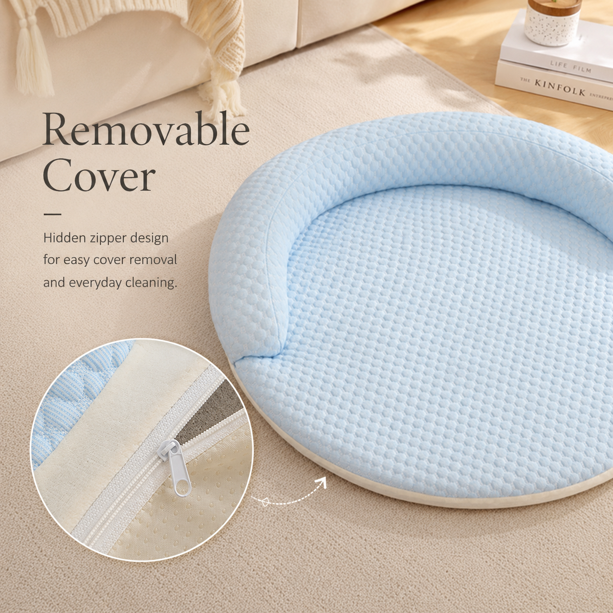 Round Cooling Bolster Pet Bed