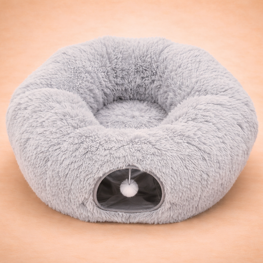 3-in-1 Plush Cat Tunnel Bed