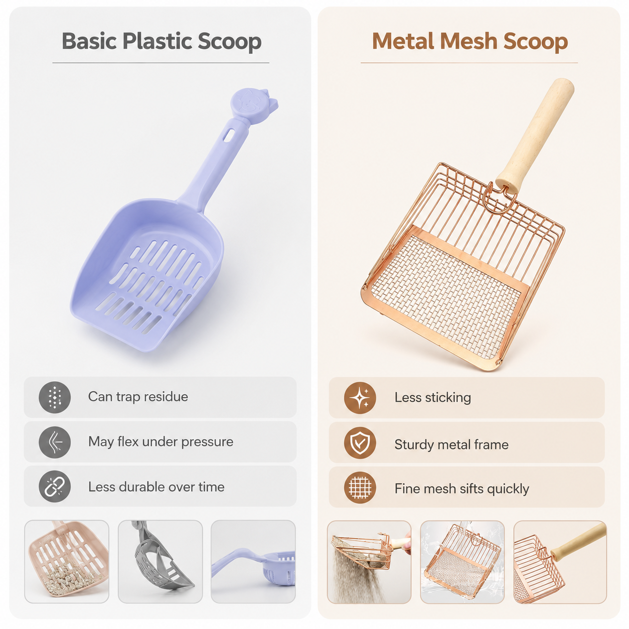 Metal Cat Litter Scoop with Wooden Handle
