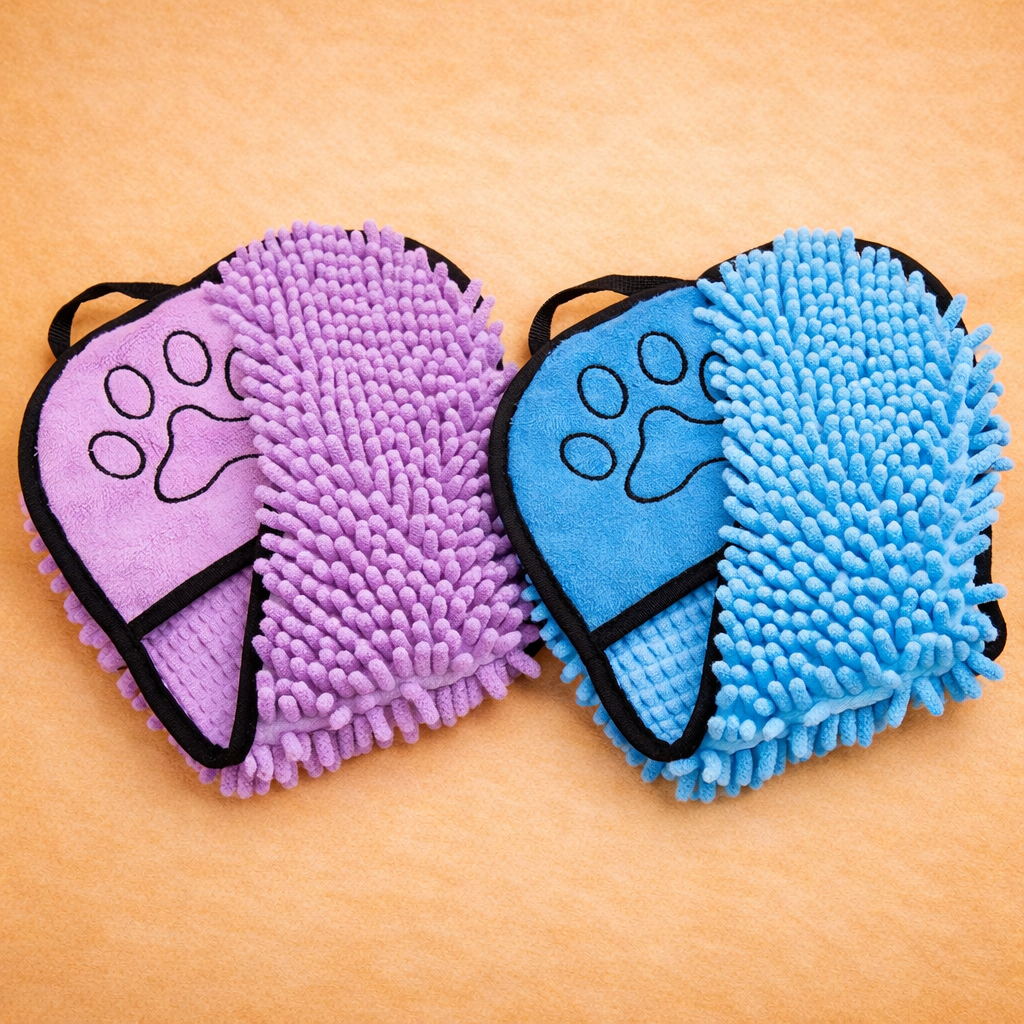 Chenille Microfiber Pet Towel with Double Pockets