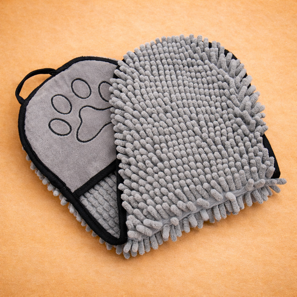 Chenille Microfiber Pet Towel with Double Pockets