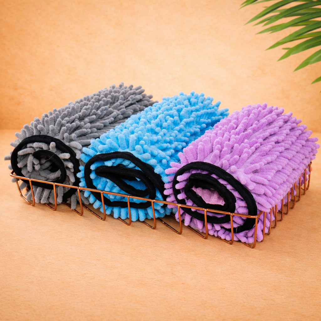 Chenille Microfiber Pet Towel with Double Pockets