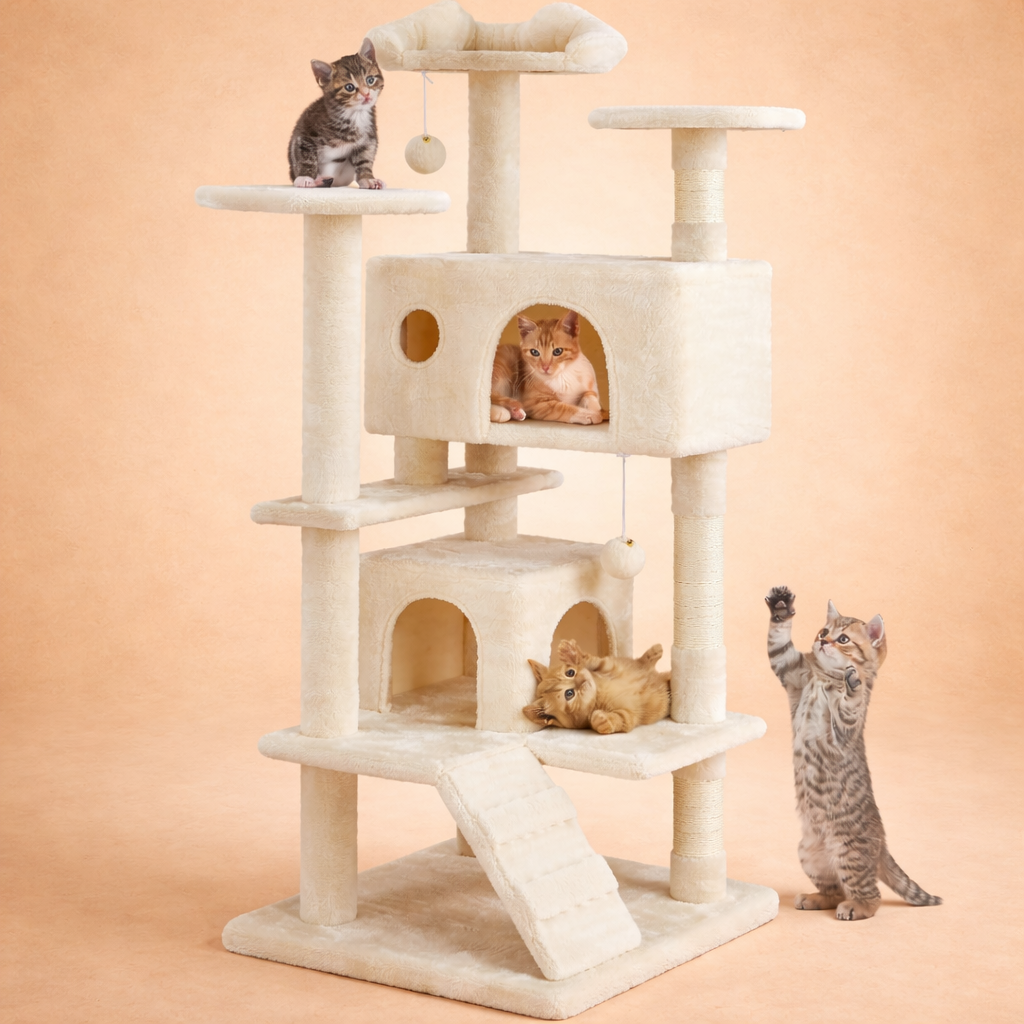 135cm Cat Tree Tower with Condos & Scratching Posts